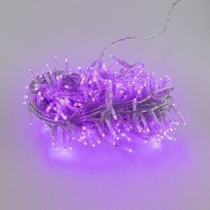 EUROLAMP Catenaria Natalizia LED 8 GIOCHI DI LUCE, 15m, CAVO TRASPARENTE, IP44, Luce VIOLA