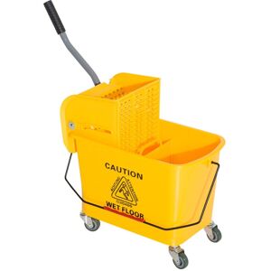 Homcom Carrello Secchio con Separatore Acqua e Strizzatore Rimovibile in PP, Giallo, 63 x 27 x 67cm