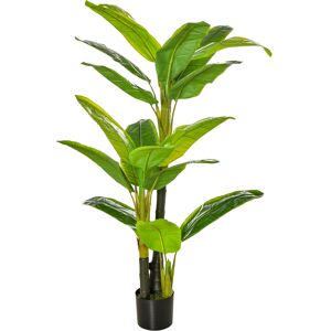 homcom banano pianta in vaso, albero di banano artificiale, pianta finta per interno ed esterno, 150cm