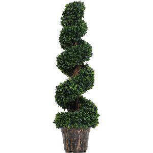 Outsunny Pianta Artificiale Bosso a Spirale (Ф32cm x 120cm), Verde Decorativo per Interni ed Esterni, con Vaso Incluso