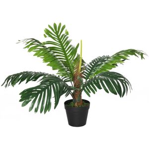 Outsunny Palma in Plastica Decorativa, Pianta Tropicale Finta con Vaso per Interno ed Esterno, Ф16 x 60cm