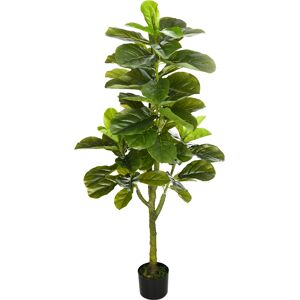 Homcom Pianta Artificiale di Ficus da 150 cm a 75 Foglie e 3 Rami con Vaso Ø15x12.5 cm, per Interni ed Esterni, Verde