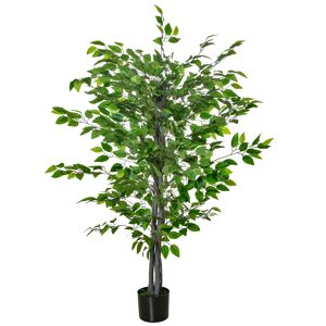 Homcom Pianta di Ficus Artificiale 135m in Vaso con 756 Foglie, Pianta Finta Realistica per Interno ed Esterno