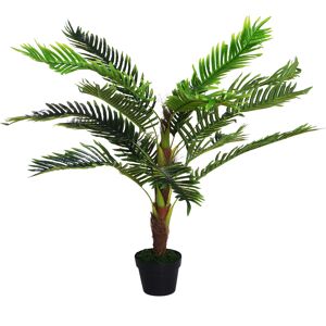 Outsunny Pianta Artificiale Palma Cycas Alta 123cm per Interno ed Esterno con Vaso Incluso