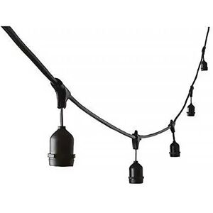 Catena di luci pendente 10 metri per 10 lampadine E27 IP65 Nera Wisdom