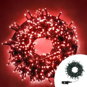 Catena di luci 15 metri da 300 Led Rosso con cavo verde Wisdom