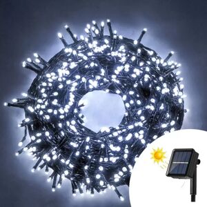 Catena di luci 7 metri da 100 Led Bianco Freddo con pannello solare con cavo verde Wisdom