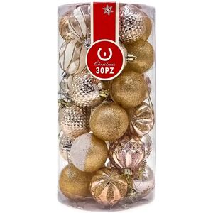 Palline decorative colore Argento e Champagne per Albero di Natale Confezione 30 pz Wisdom