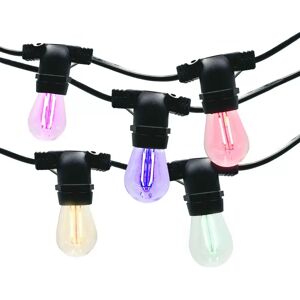 Catena di luci lineare 10 metri con 10 lampadine E27 Multicolore IP65 Nera Wisdom