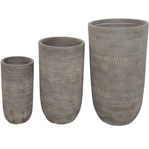 Milani Home set di vasi in fibra sintetica di design moderno industrial G.43,5x43,5x78,5/M. Marrone 44 x 79 x 44 cm