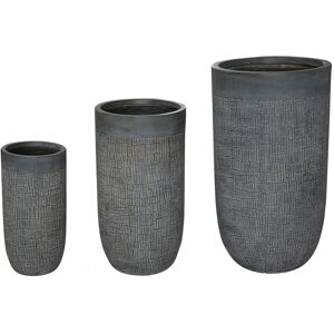 Milani Home set di vasi in fibra sintetica di design moderno industrial G.44x44x78,5/M.34x3 Antracite 44 x 79 x 44 cm