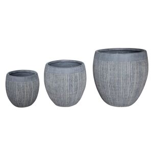 Milani Home set di vasi in fibra sintetica di design moderno industrial G.56x56x55/M.43,5x4 Grigio 56 x 55 x 56 cm