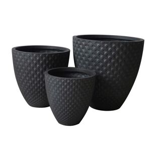 Milani Home set di vasi in fibra sintetica di design moderno industrial G.50x50x50/M.40,5x4 Antracite 50 x 50 x 50 cm