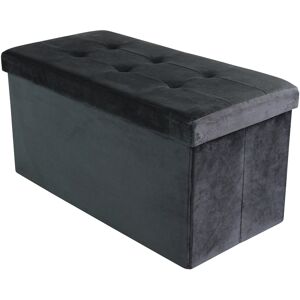 Milani Home pouf rettangolare in velluto di design moderno, cm 76 x 38 x 38 h Nero 76 x 38 x 38 cm