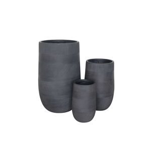 Milani Home Vasi Per Piante Rotondi Da Interno Ed Esterno Set Da 3 Dimensioni Moderni Vaso Grigio scuro 24 x 39 x 24 cm