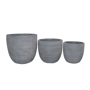 Milani Home Set Di 3 Vasi Per Piante Da Esterno Interno Di Design Con 3 Dimensioni In Fibra Grigio 45 x 43 x 45 cm