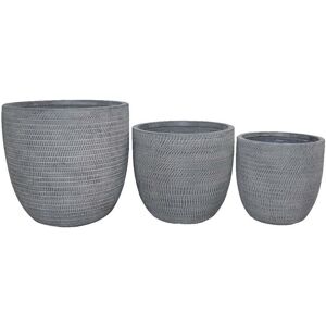 Milani Home Set Di 3 Vasi Per Piante Da Esterno Interno Di Design Con 3 Dimensioni In Fibra Grigio 45 x 43 x 45 cm