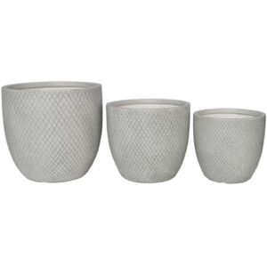 Milani Home Set Di 3 Vasi Per Piante Da Esterno Interno Di Design Con 3 Dimensioni In Fibra Grigio 45 x 44 x 45 cm