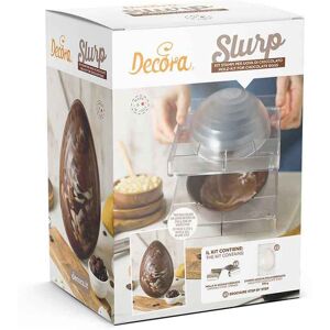 Decora Kit Slurp 2 Stampi Per Uova Di Cioccolato Da 250g In Policarbonato Rigati E 4 Molle