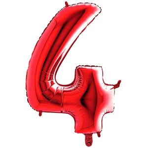 Graziano Palloncino Mylar Numero 4 Rosso Grande 40'' 101 Cm