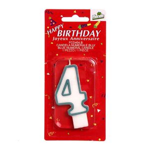 Florida Candelina Per Torta Di Compleanno Numero 4 Celeste H 7 Cm