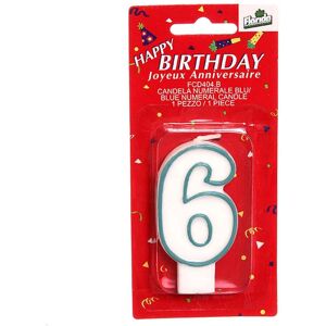 Florida Candelina Per Torta Di Compleanno Numero 6 Celeste H 7 Cm