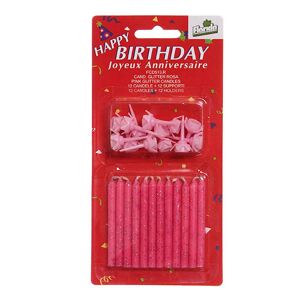 Florida 12 Candeline Compleanno Glitterate Rosa 7 Cm Con Supporti