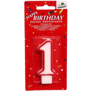 Florida Candelina Per Torta Di Compleanno Numero 1 Rosso H 7 Cm