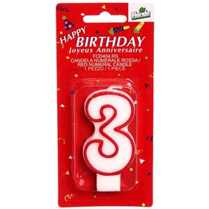 Florida Candelina Per Torta Di Compleanno Numero 3 Rosso H 7 Cm