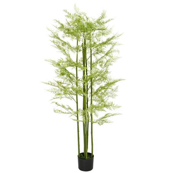 homcom outsunny pianta artificiale in vaso da 155cm, pianta finta in plastica per interni ed esterni, verde