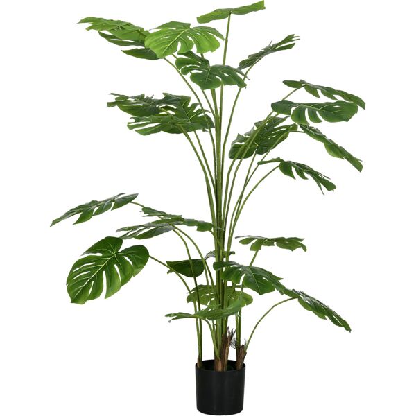 homcom pianta artificiale monstera alta 180cm per interno ed esterno con vaso incluso