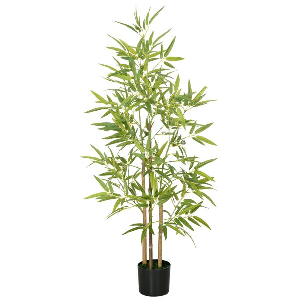 homcom pianta artificiale di bambù alta 120cm da interno ed esterno con vaso incluso