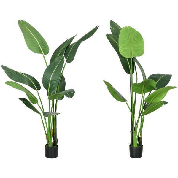 homcom pianta artificiale palma del viaggiatore alta 150cm per interno ed esterno con vaso incluso
