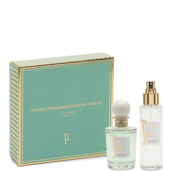 teatro fragranze uniche teatro fragranze uniche verde lorena 100 ml diffusore con bastoncini + 100 ml spray tessuto