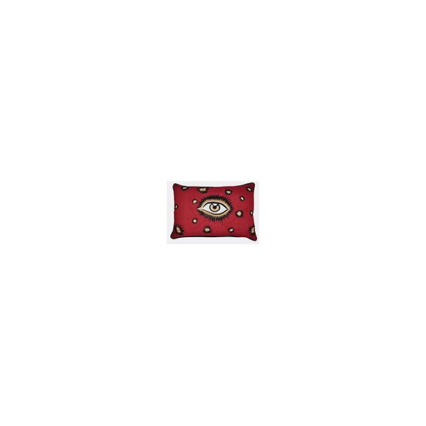 les-ottomans 'eye' cotton embroidered cushion, red