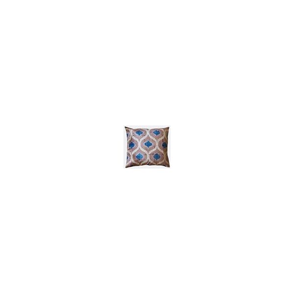 les-ottomans silk velvet cushion, taupe, beige and blue