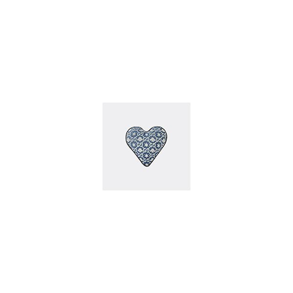 gucci 'gg' heart shaped cushion, blue and ivory