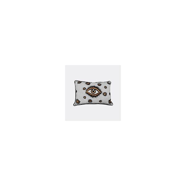 les-ottomans 'eye' cotton embroidered cushion, white