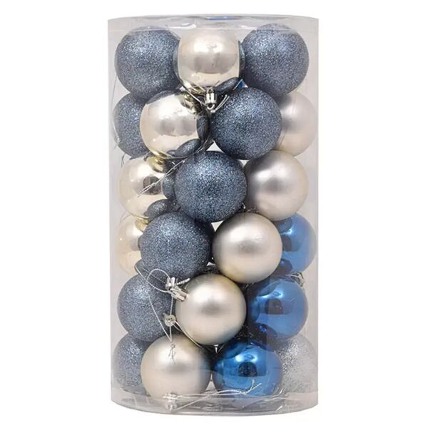 viscio trading palline decorative blu e argento per albero di natale confezione 36 pz viscio