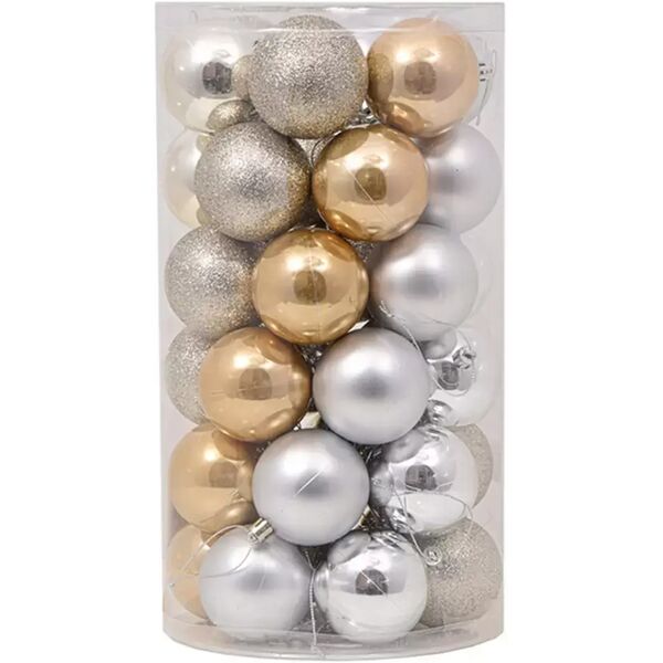 viscio trading palline decorative oro e argento per albero di natale confezione 36 pz viscio