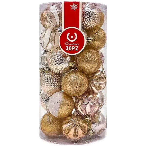 palline decorative colore argento e champagne per albero di natale confezione 30 pz wisdom