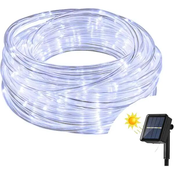 tubo luminoso con pannello solare 10 metri da esterno 200 led bianco freddo wisdom