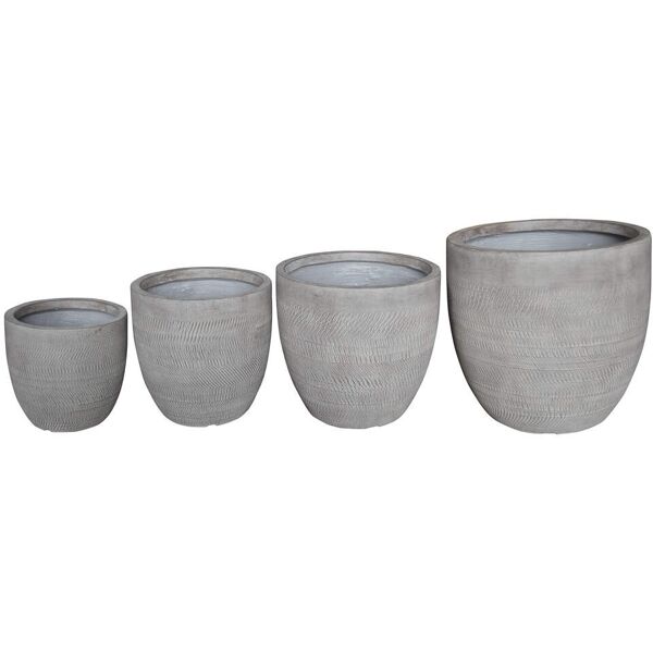 milani home set di vasi in fibra sintetica di design moderno industrial g.44,5x44,5x43,5/m. grigio 45 x 44 x 45 cm