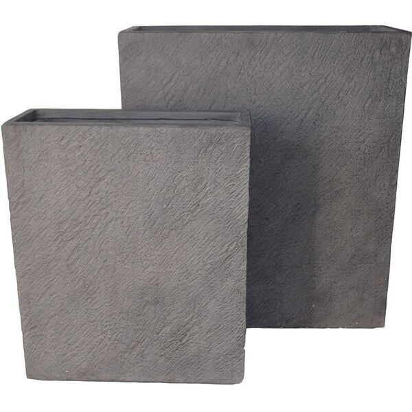 milani home set di vasi in fibra sintetica di design moderno industrial g.80x30,5x92/p.60x2 grigio 80 x 92 x 31 cm