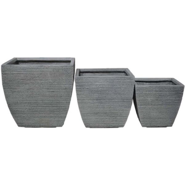 milani home set di 3 vasi per piante da esterno interno di design con 3 dimensioni in fibra grigio 44 x 44 x 44 cm