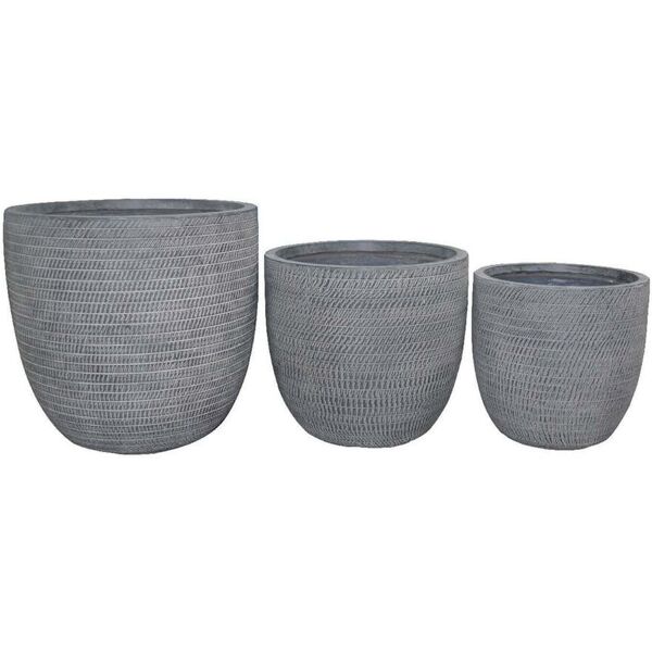 milani home set di 3 vasi per piante da esterno interno di design con 3 dimensioni in fibra grigio 45 x 43 x 45 cm