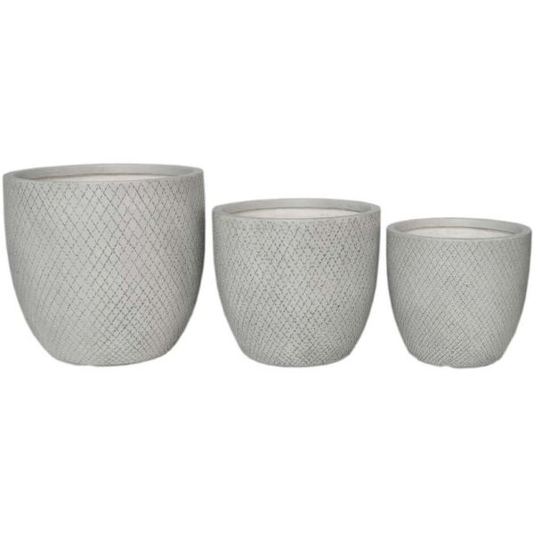 milani home set di 3 vasi per piante da esterno interno di design con 3 dimensioni in fibra grigio 45 x 44 x 45 cm