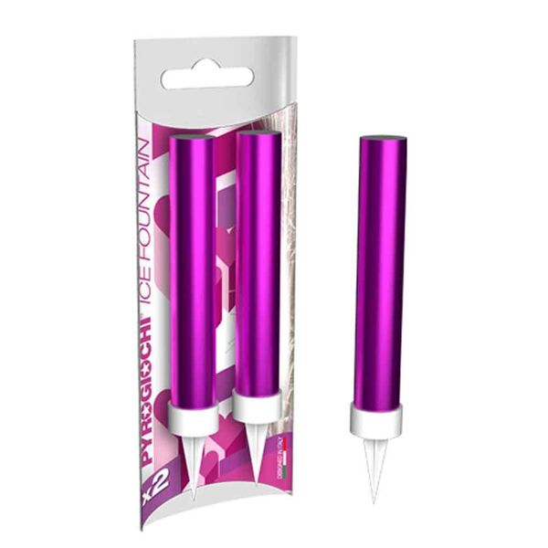 2 candele fontane pirotecniche per torte pyrogiochi ice fucsia