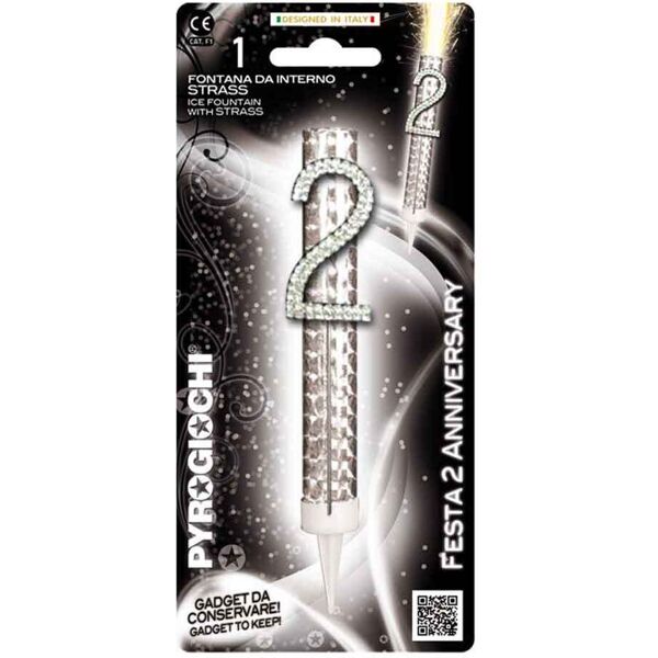 candela fontana pirotecnica per torte pyrogiochi numero 2 strass