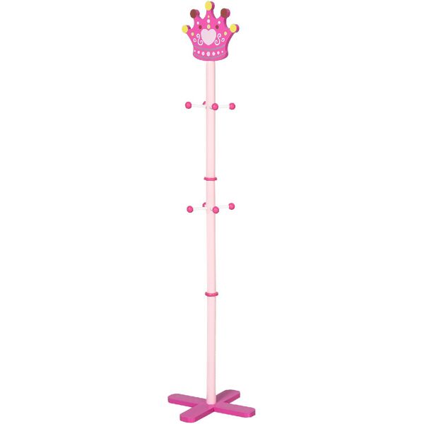 dechome 311016 appendiabiti da terra per bambini design corona base forma x 8 ganci rosa - 311016